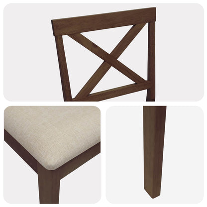 Barkruk 2 st Lichtbruin en Beige Massief Rubberhout en Stof