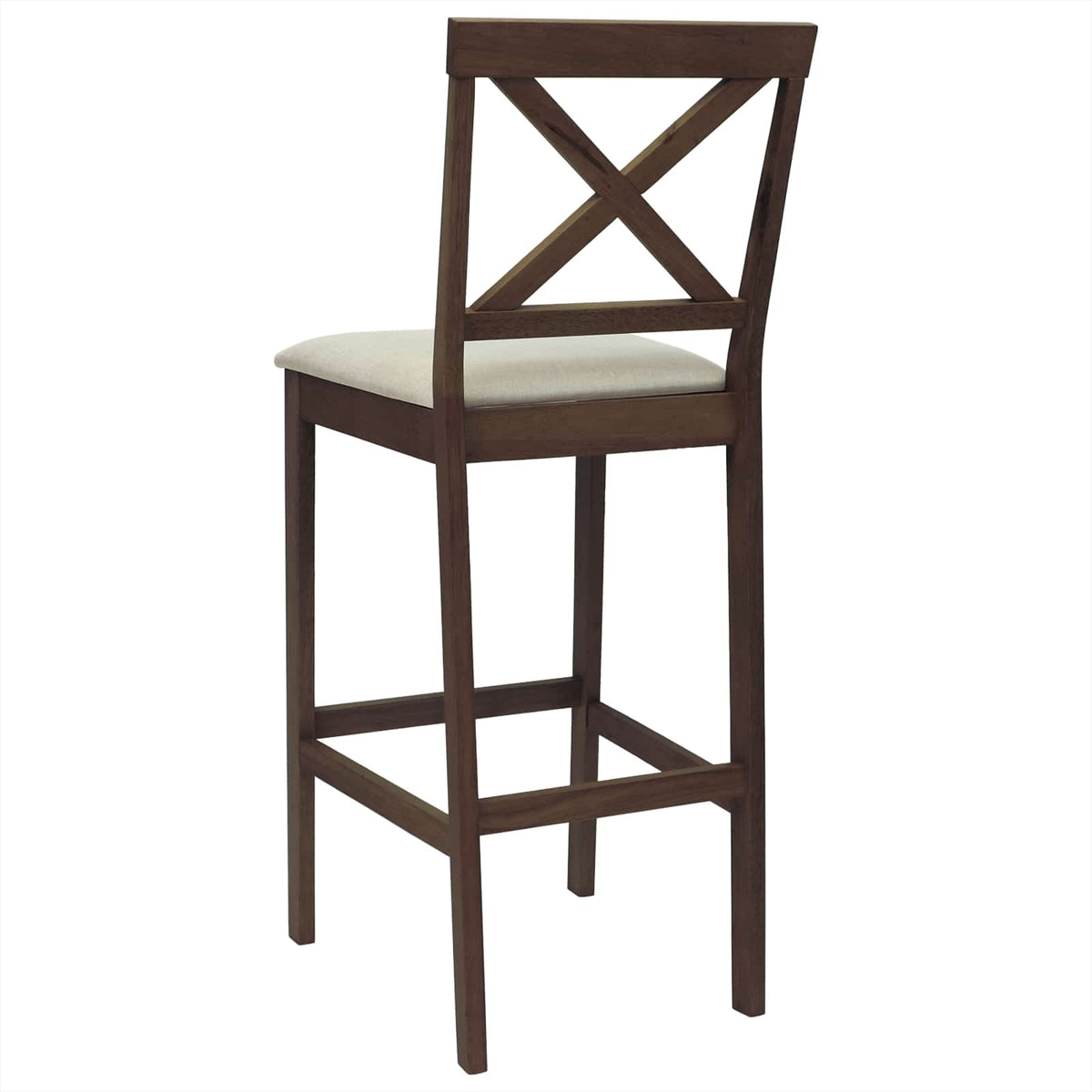 Barkruk 2 st Lichtbruin en Beige Massief Rubberhout en Stof