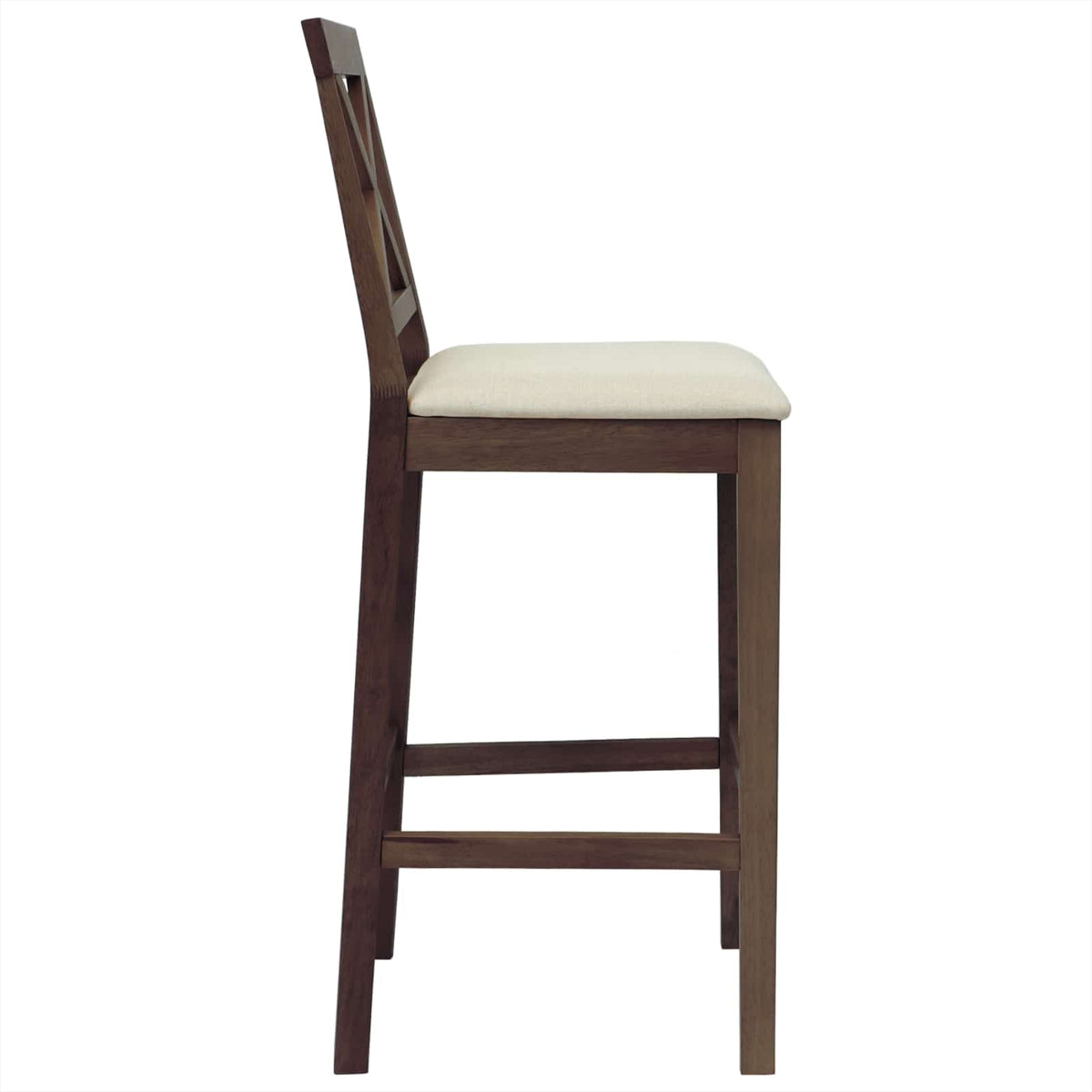 Barkruk 2 st Lichtbruin en Beige Massief Rubberhout en Stof