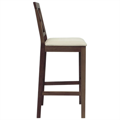 Barkruk 2 st Lichtbruin en Beige Massief Rubberhout en Stof