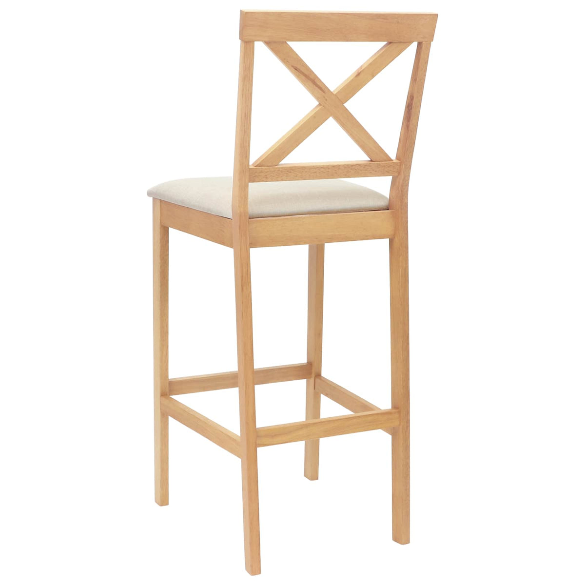 Barkruk 2 st Naturel en Beige Massief Rubberhout en Stof