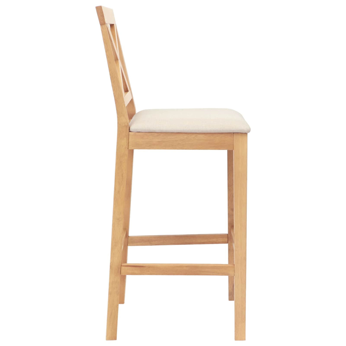 Barkruk 2 st Naturel en Beige Massief Rubberhout en Stof