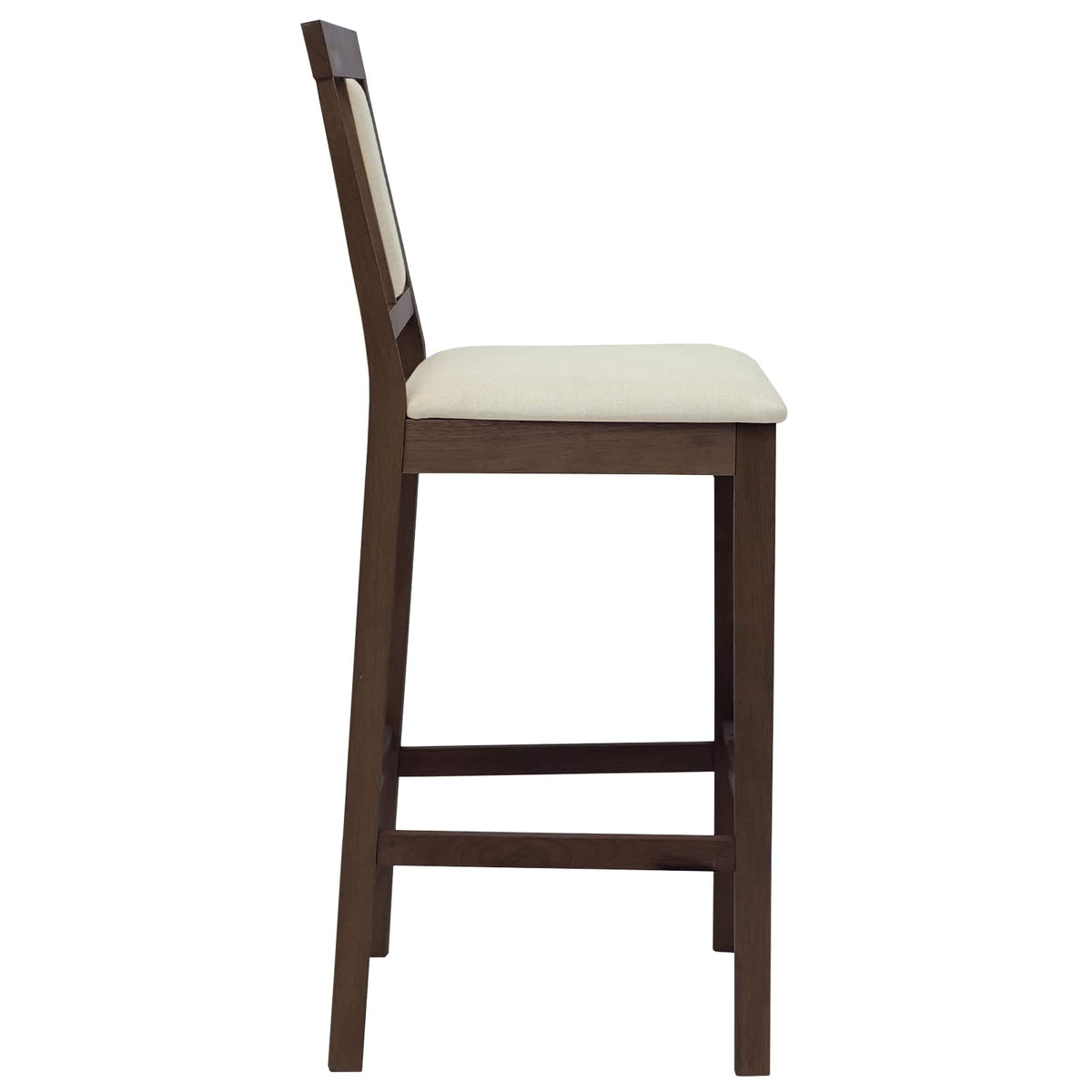 Barkruk 2 st Lichtbruin en Beige Massief Rubberhout en Stof