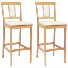 Barkruk 2 st Natuurlijk en Beige Massief Rubberhout en Stof