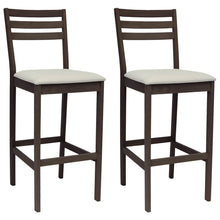 Barkruk 2 st Lichtbruin en Beige Massief Rubberhout en Stof
