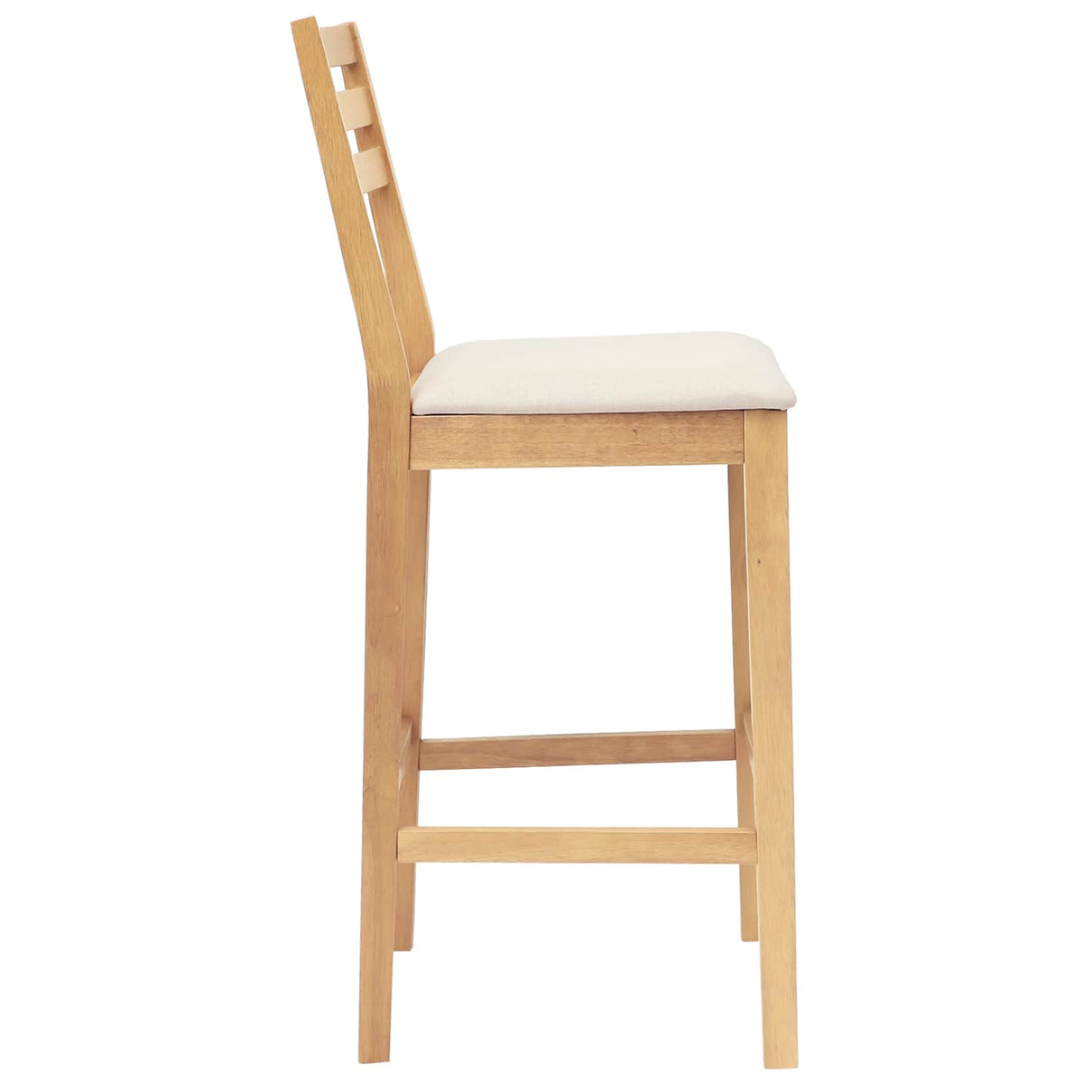 Barkruk 2 st Natuurlijk en Beige Massief Rubberhout en Stof