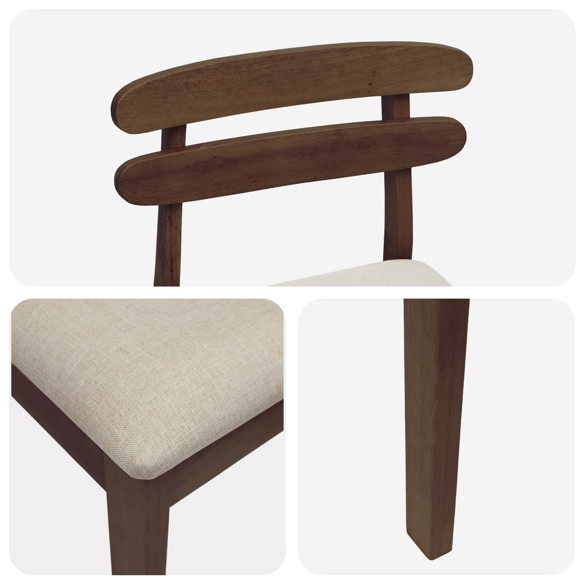 Barkruk 2 st Lichtbruin en Beige Massief Rubberhout en Stof