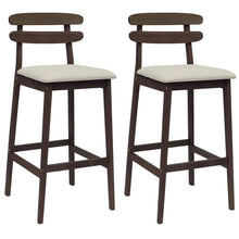 Barkruk 2 st Lichtbruin en Beige Massief Rubberhout en Stof