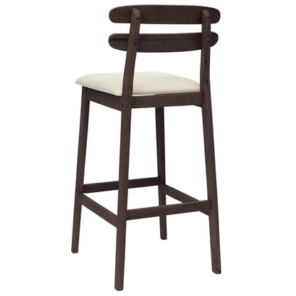 Barkruk 2 st Lichtbruin en Beige Massief Rubberhout en Stof
