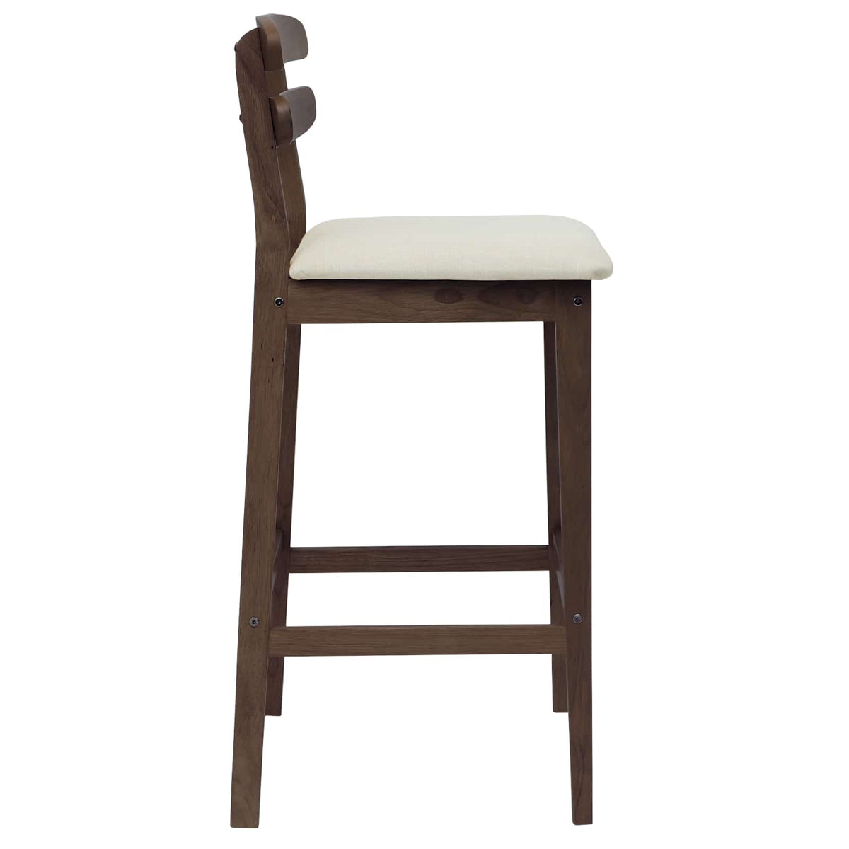 Barkruk 2 st Lichtbruin en Beige Massief Rubberhout en Stof