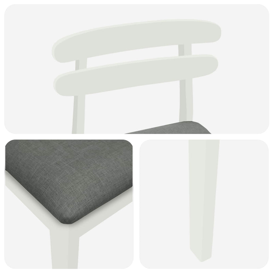 Barkruk 2 st Wit en Grijs Massief Rubberhout en Stof