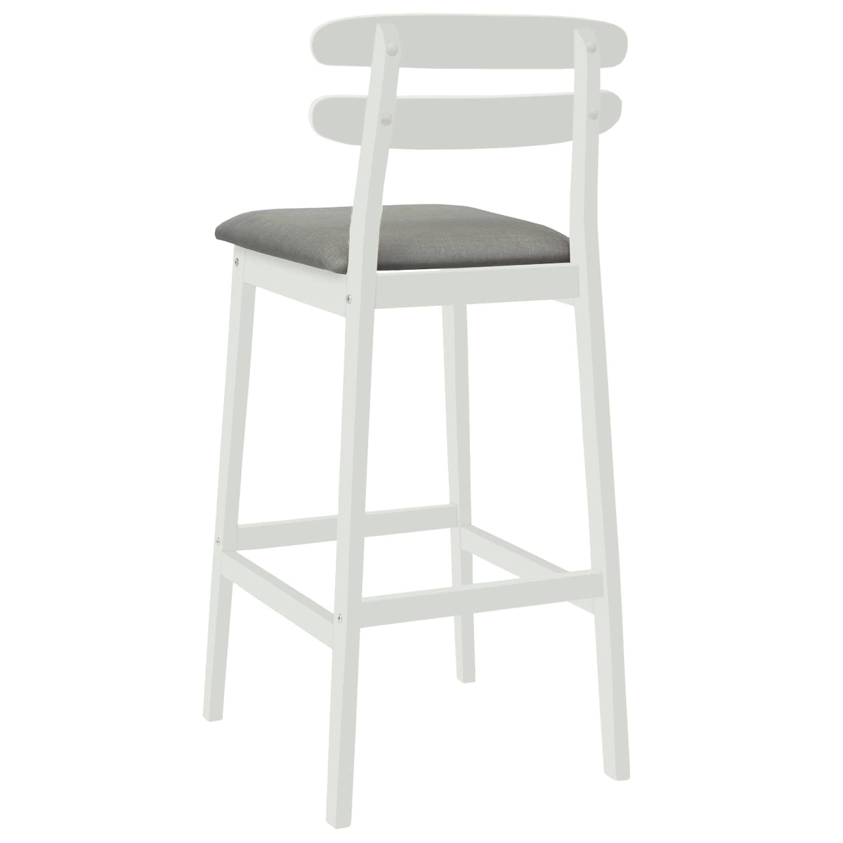 Barkruk 2 st Wit en Grijs Massief Rubberhout en Stof