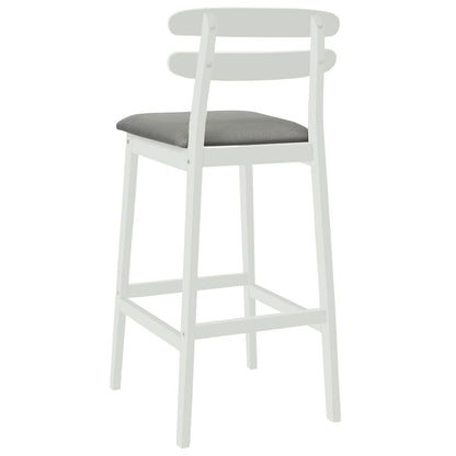 Barkruk 2 st Wit en Grijs Massief Rubberhout en Stof