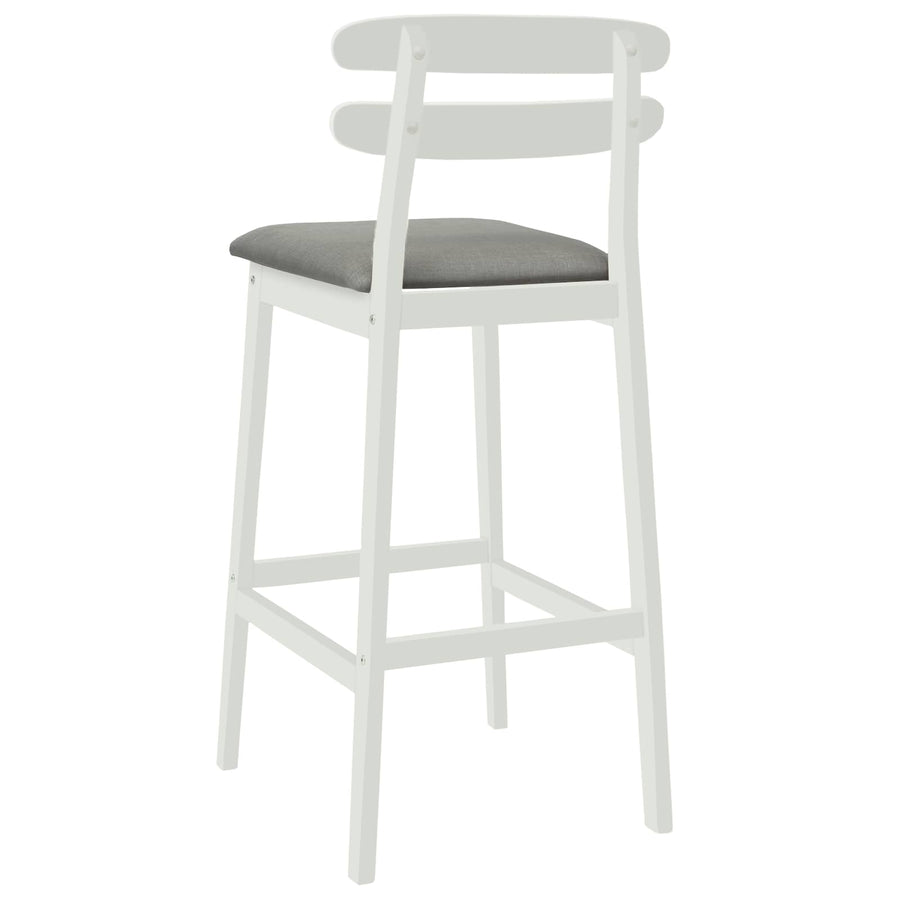 Barkruk 2 st Wit en Grijs Massief Rubberhout en Stof