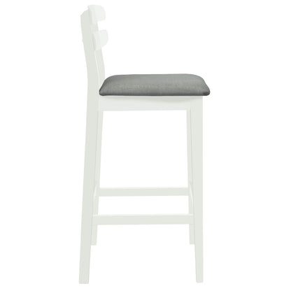 Barkruk 2 st Wit en Grijs Massief Rubberhout en Stof