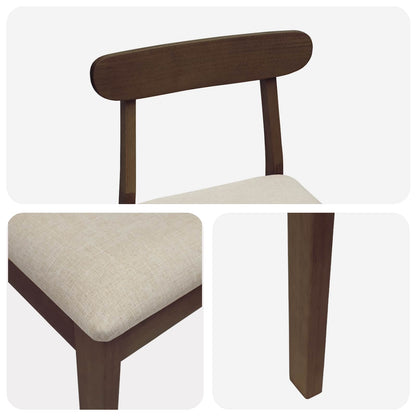 Barkruk 2 st Lichtbruin en Beige Massief Rubberhout en Stof