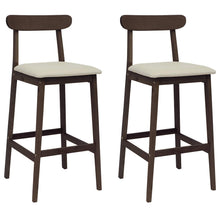 Barkruk 2 st Lichtbruin en Beige Massief Rubberhout en Stof