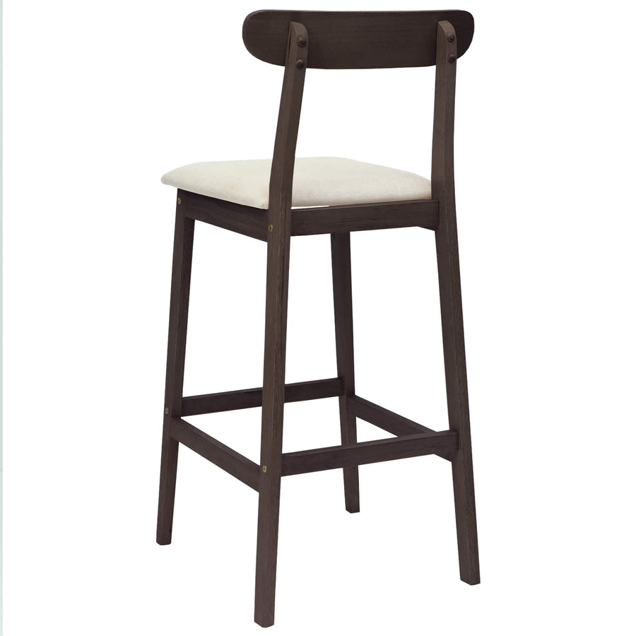 Barkruk 2 st Lichtbruin en Beige Massief Rubberhout en Stof