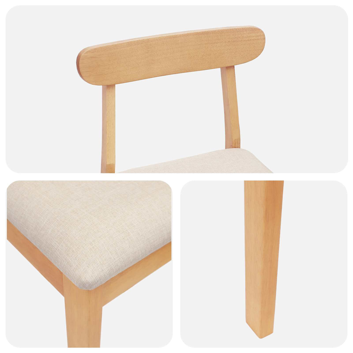 Barkruk 2 st Natuurlijk en Beige Massief Rubberhout en Stof