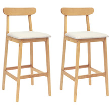 Barkruk 2 st Natuurlijk en Beige Massief Rubberhout en Stof