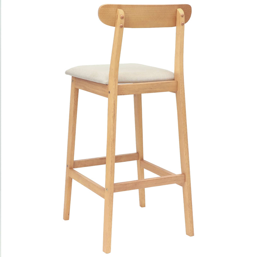 Barkruk 2 st Natuurlijk en Beige Massief Rubberhout en Stof
