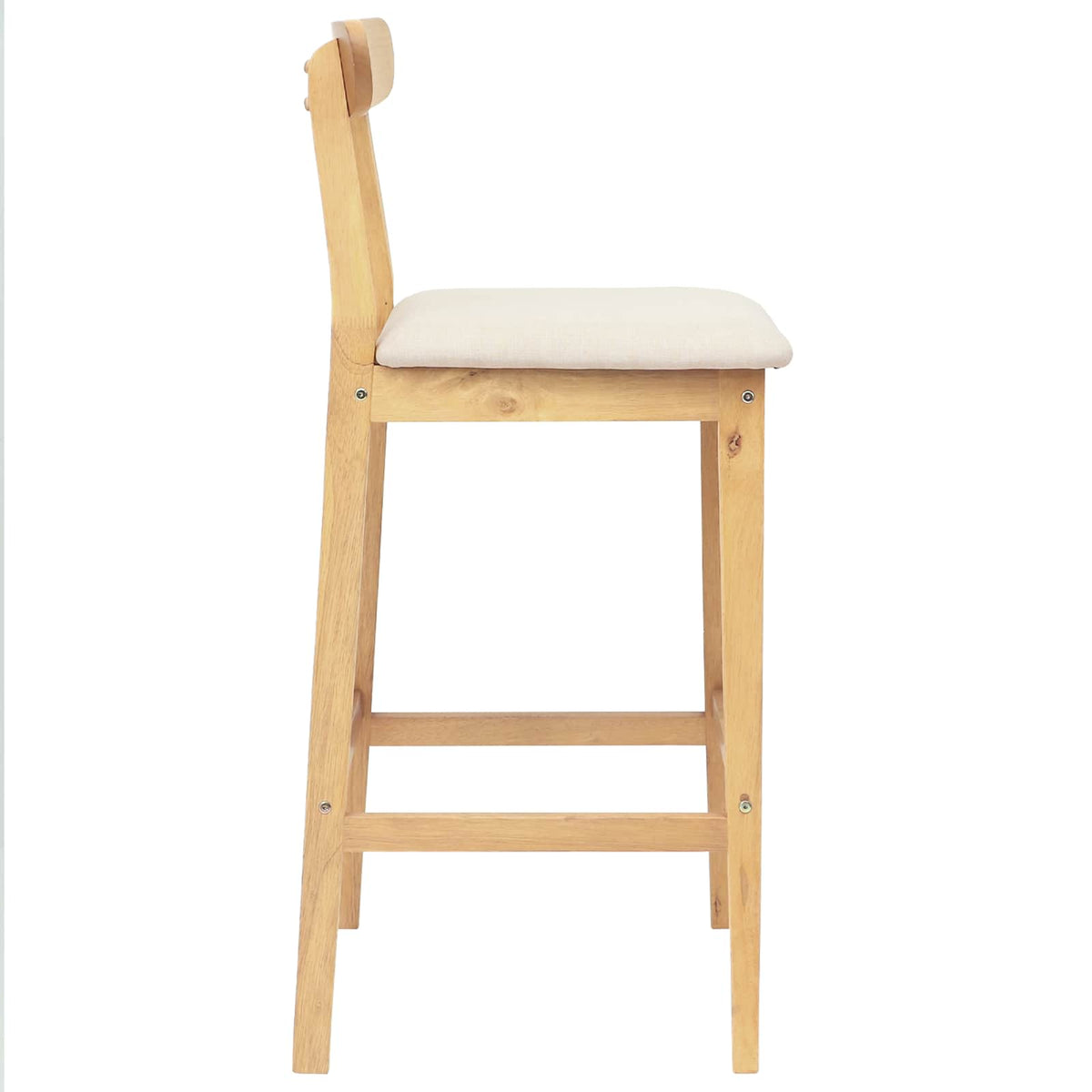 Barkruk 2 st Natuurlijk en Beige Massief Rubberhout en Stof