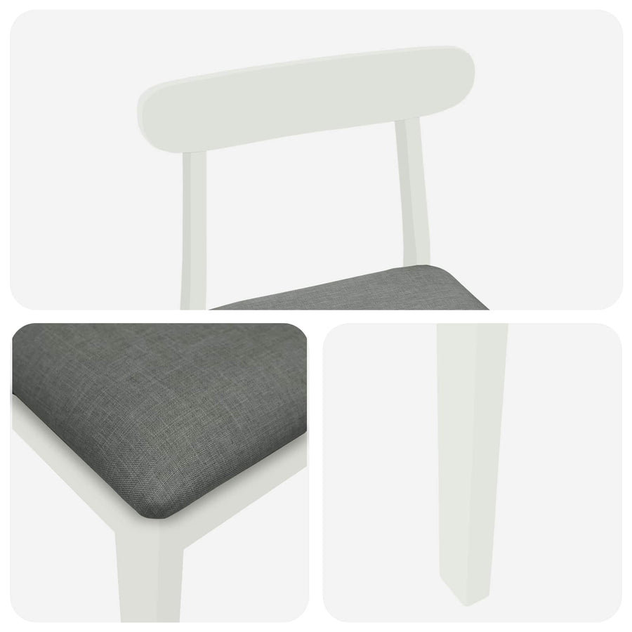 Barkruk 2 st Wit en Grijs Massief Rubberhout en Stof