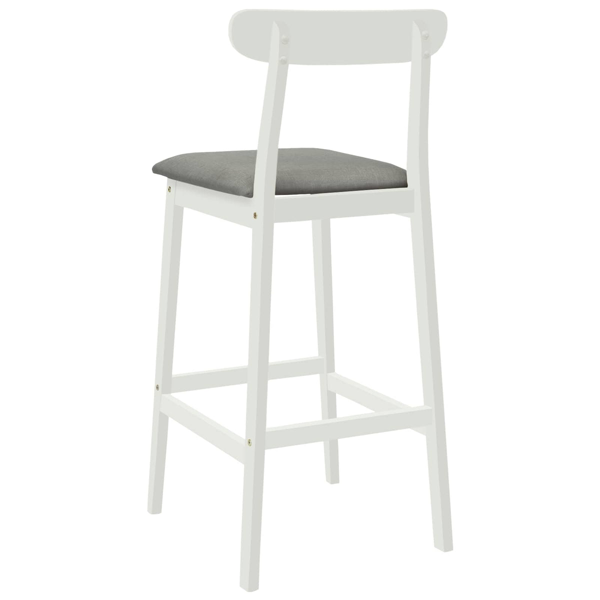 Barkruk 2 st Wit en Grijs Massief Rubberhout en Stof