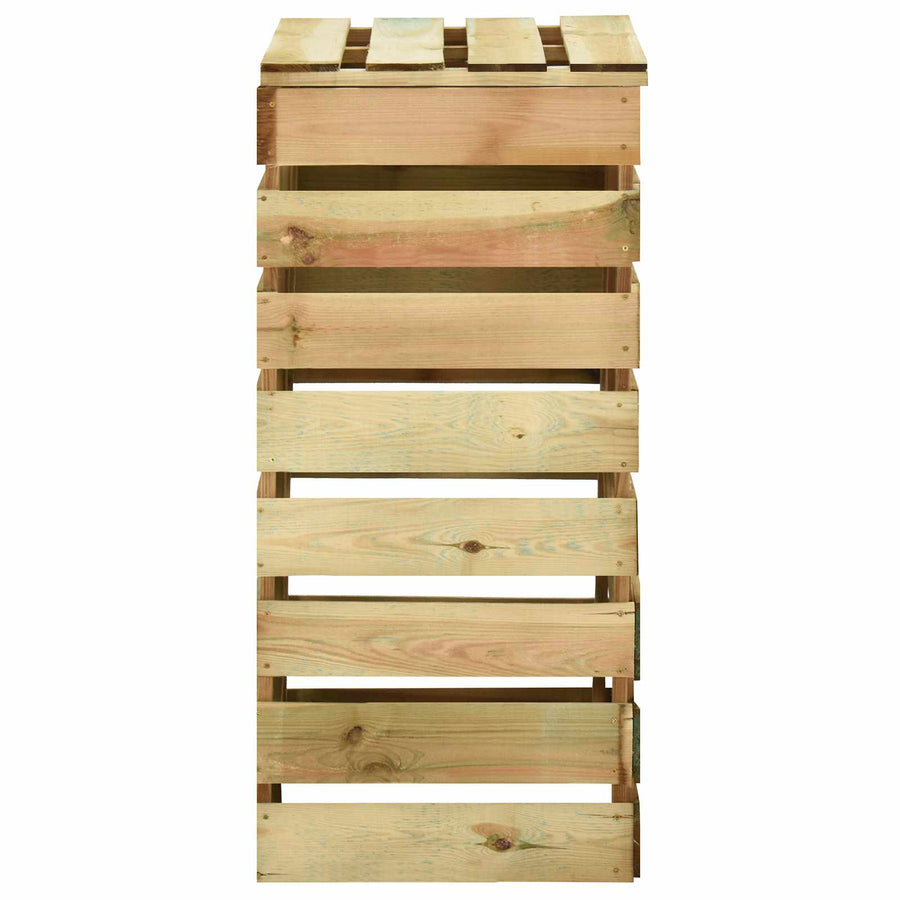 Compostbak met lattenrooster Groen 110 x 58 x 113 cm Massief grenenhout