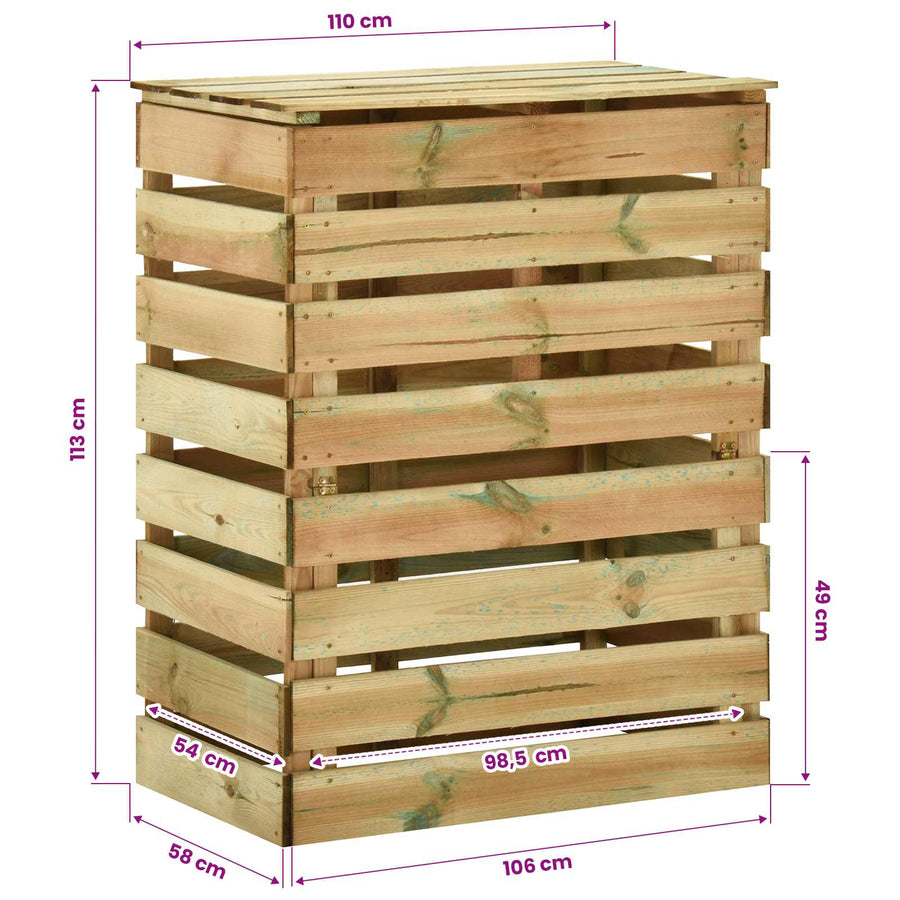 Compostbak met lattenrooster Groen 110 x 58 x 113 cm Massief grenenhout