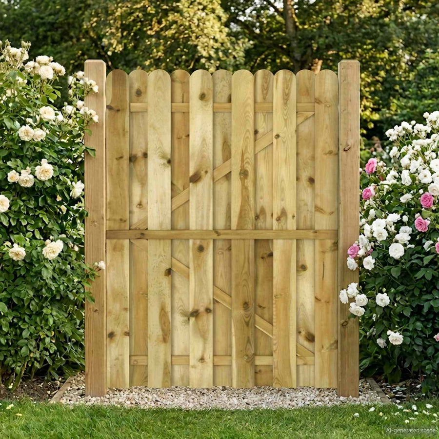Tuinpoort 100 x 150 cm Massief grenenhout Groen