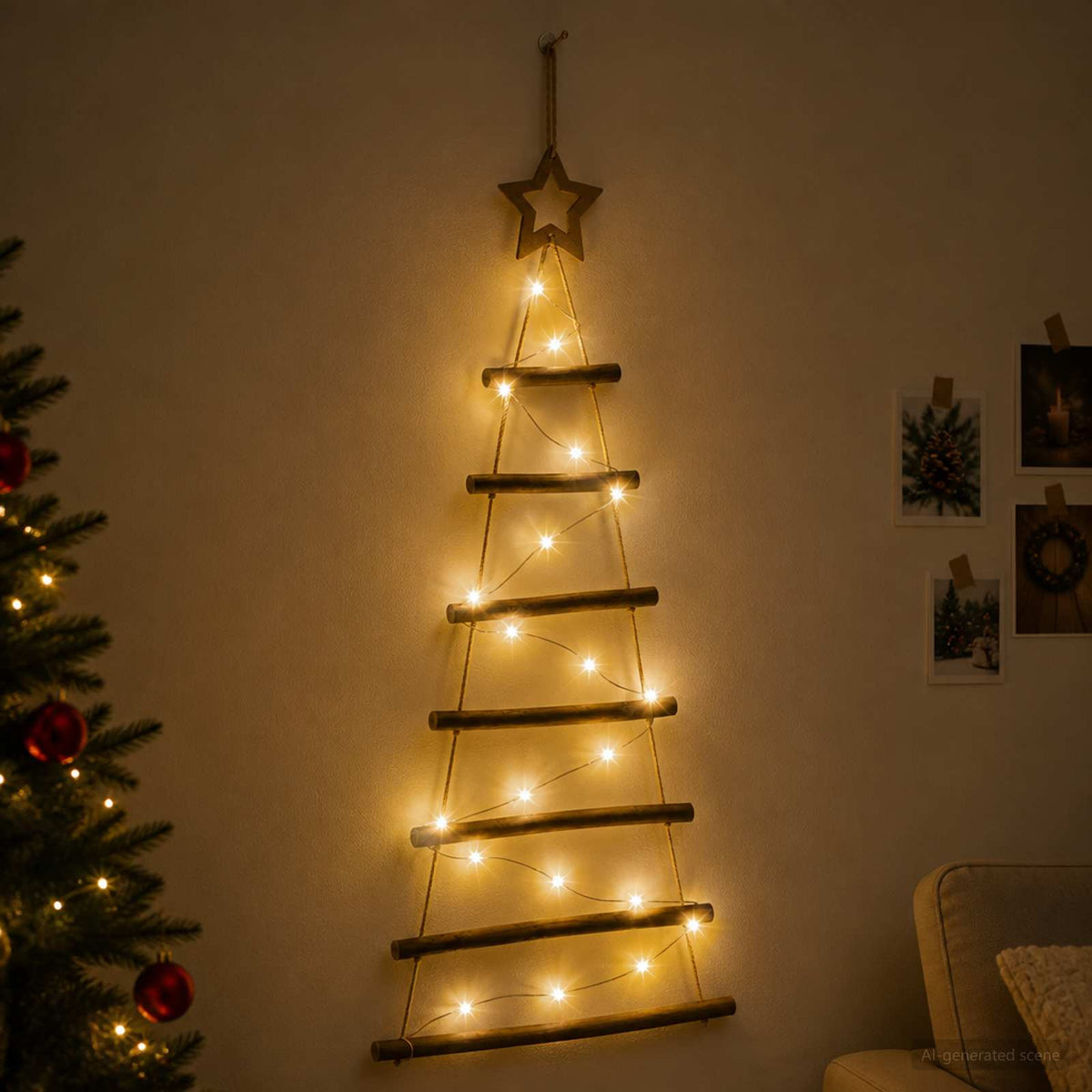 Hangende Kerstboom 90 cm 30 LED's Warmwit