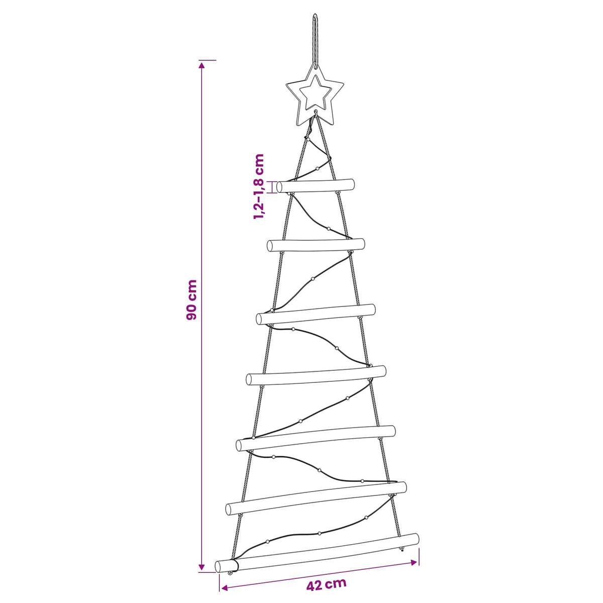 Hangende Kerstboom 90 cm 30 LED's Warmwit