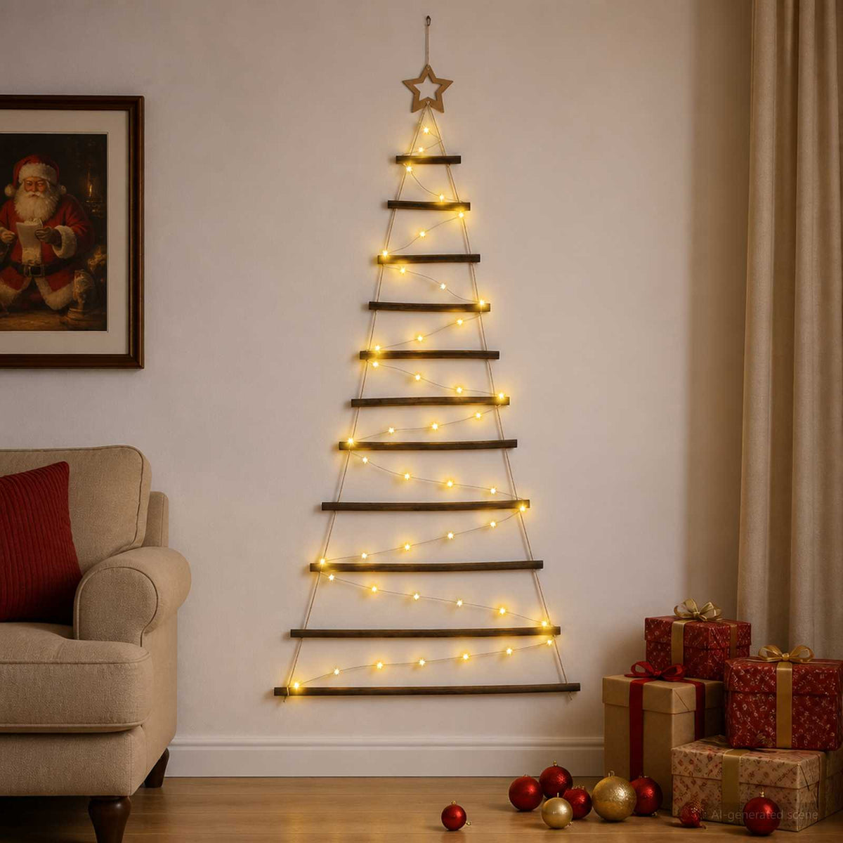 Hangende Kerstboom 150 cm 80 LED's Warmwit