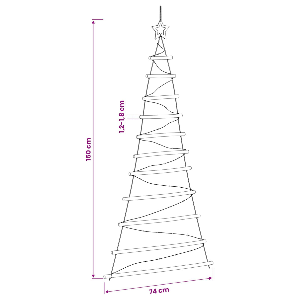 Hangende Kerstboom 150 cm 80 LED's Warmwit