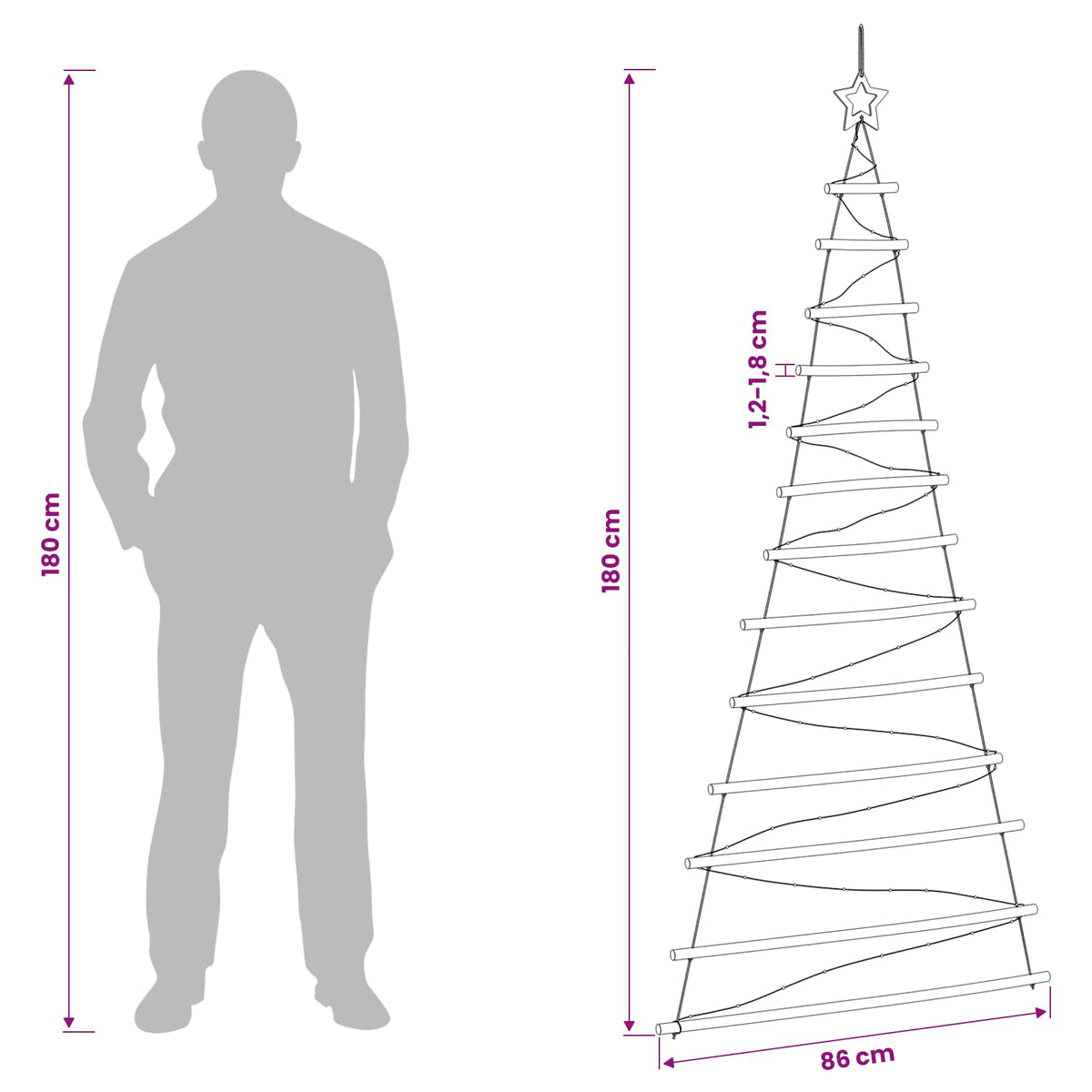 Hangende Kerstboom 180 cm 100 LED's Warmwit