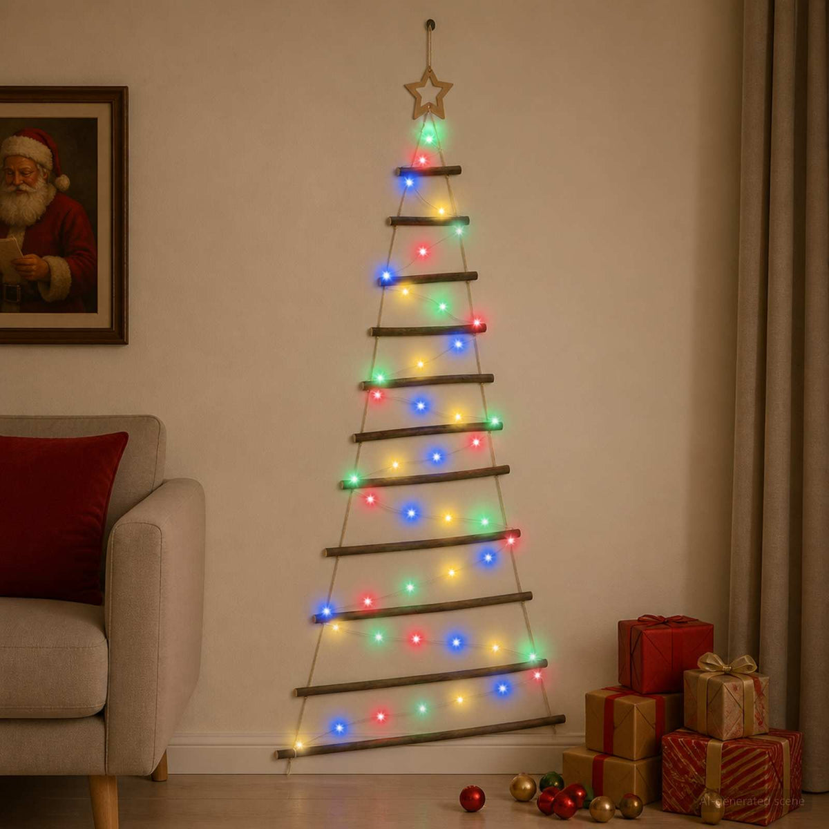 Hangende Kerstboom 150 cm 80 LED's Meerkleurig