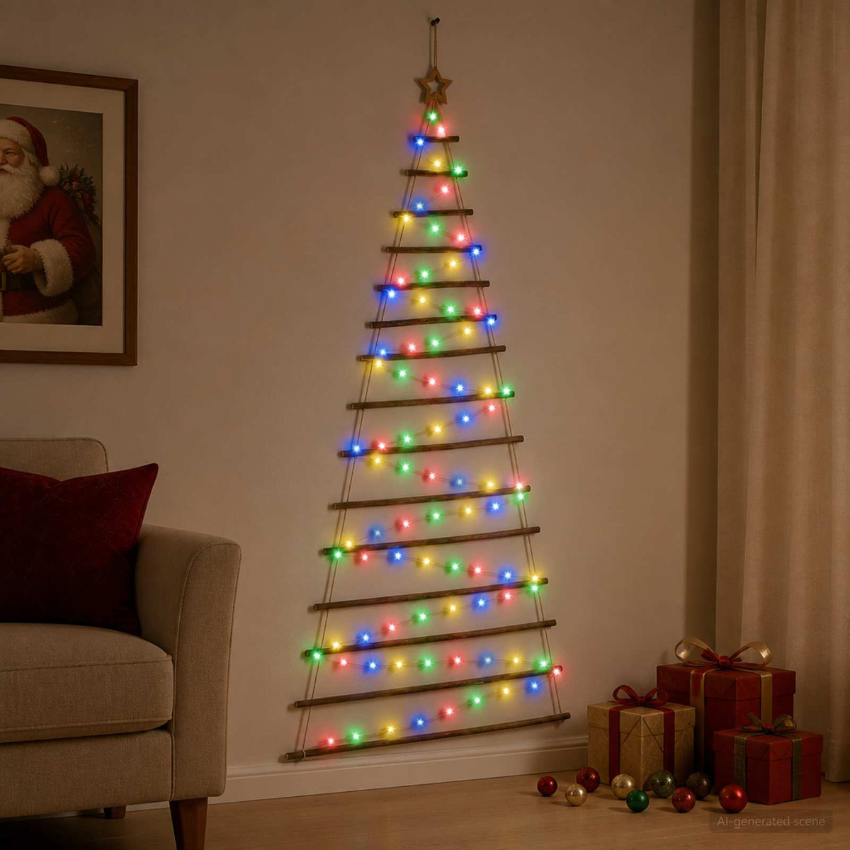 Hangende Kerstboom 210 cm 130 LED's Meerkleurig