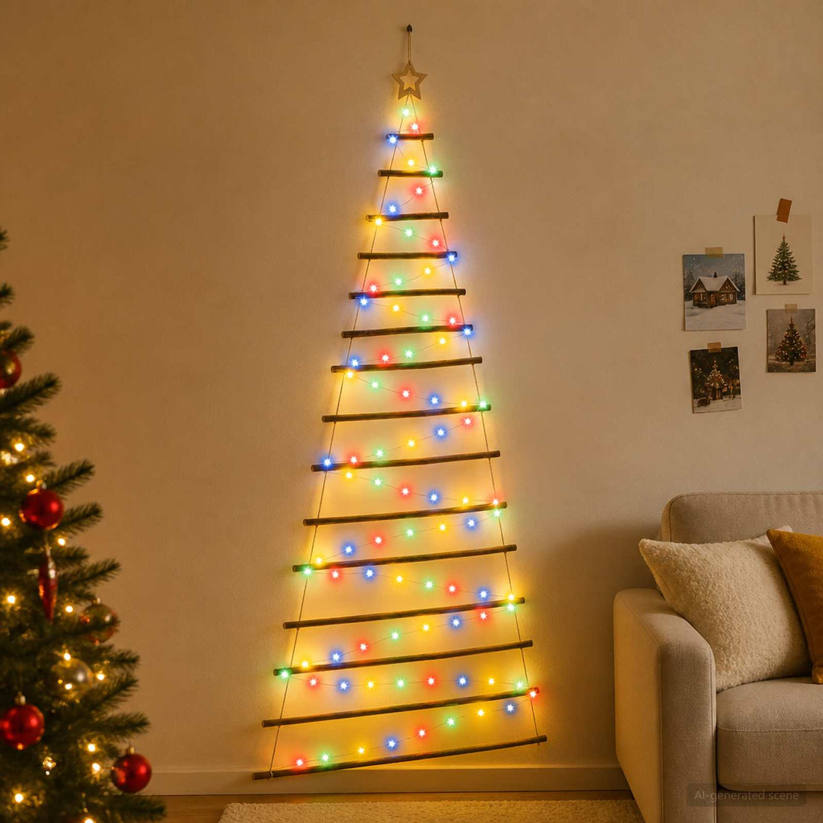Hangende Kerstboom 210 cm 130 LED's Meerkleurig
