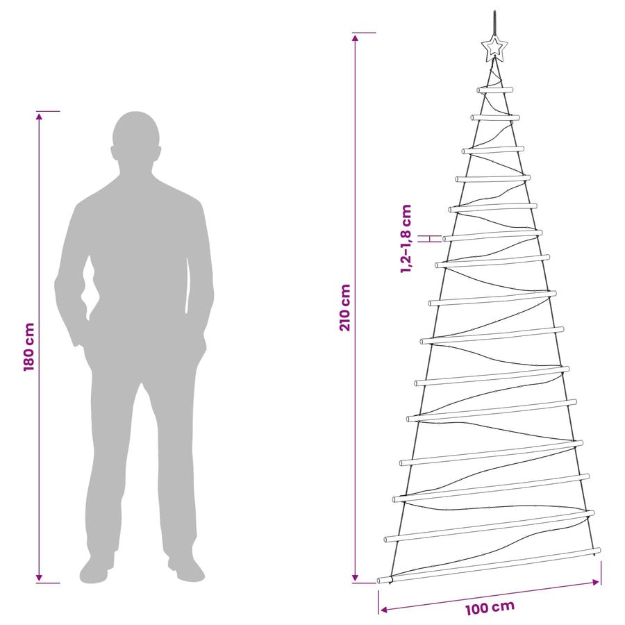 Hangende Kerstboom 210 cm 130 LED's Meerkleurig