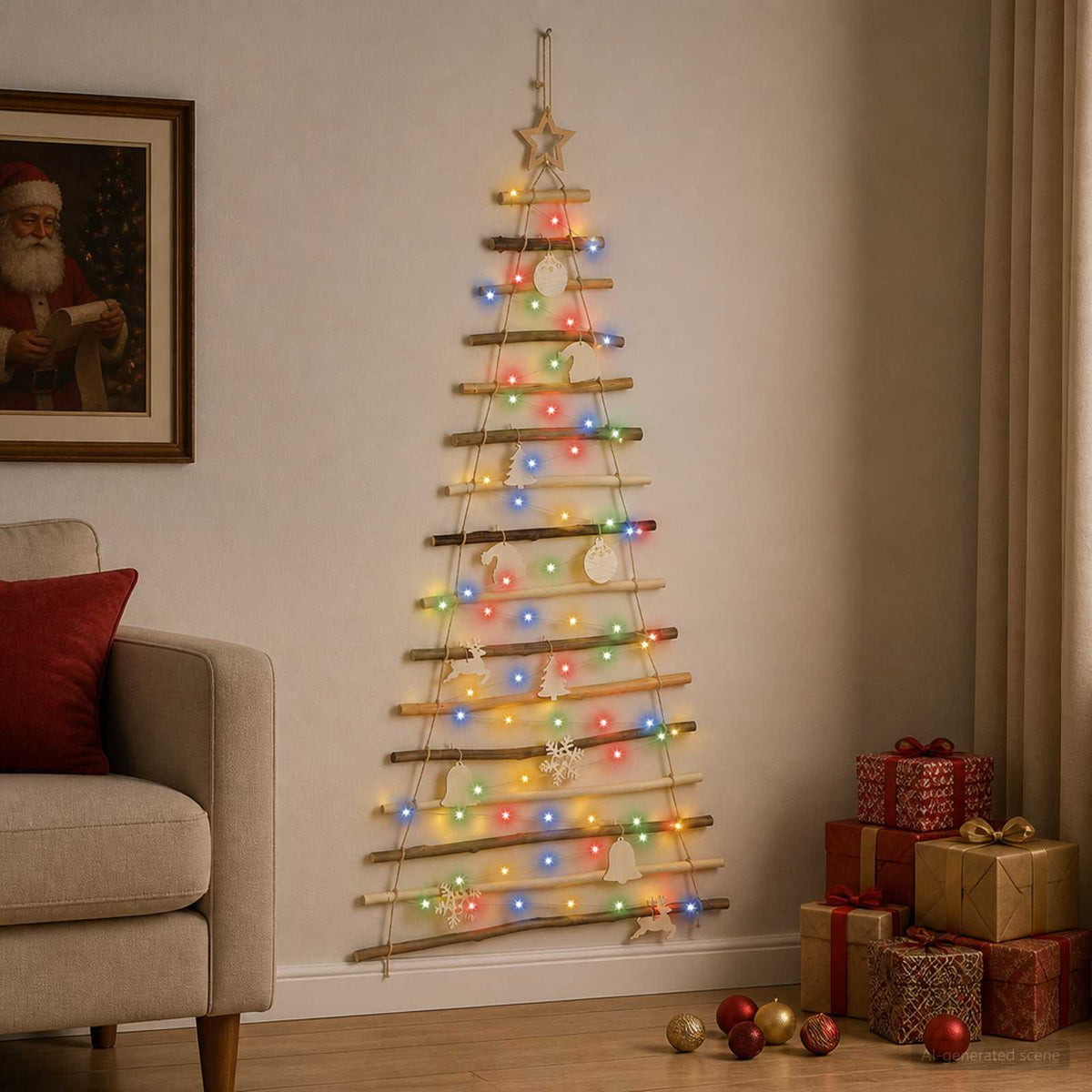 Hangende Kerstboom 150 cm 80 LED's Meerkleurig