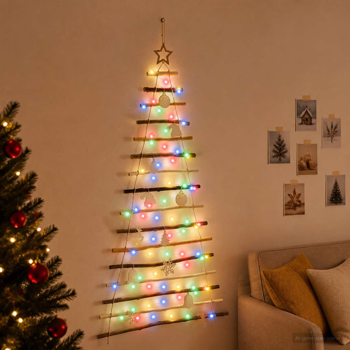 Hangende Kerstboom 150 cm 80 LED's Meerkleurig