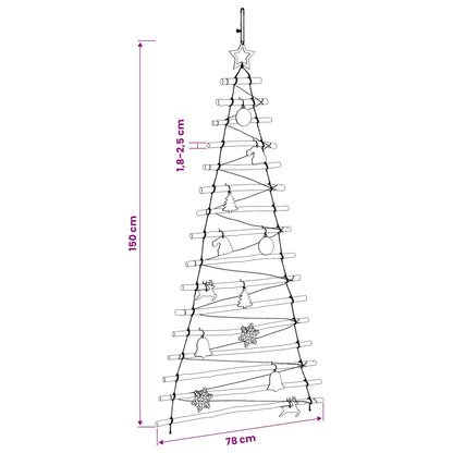 Hangende Kerstboom 150 cm 80 LED's Meerkleurig