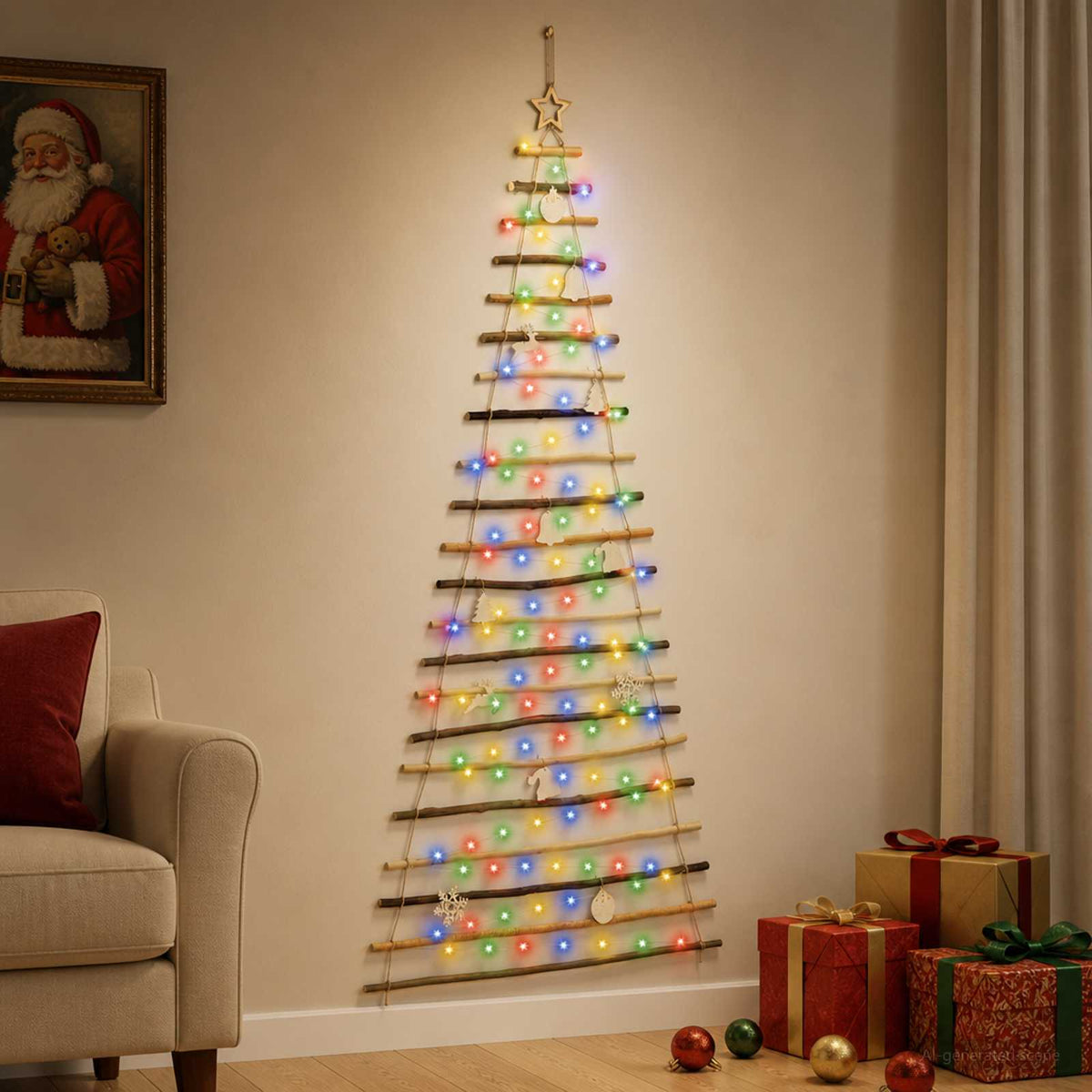 Hangende Kerstboom 210 cm 130 LED's Meerkleurig
