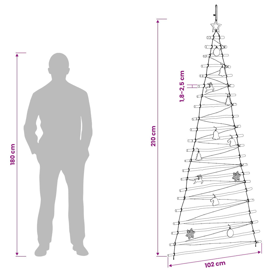 Hangende Kerstboom 210 cm 130 LED's Meerkleurig