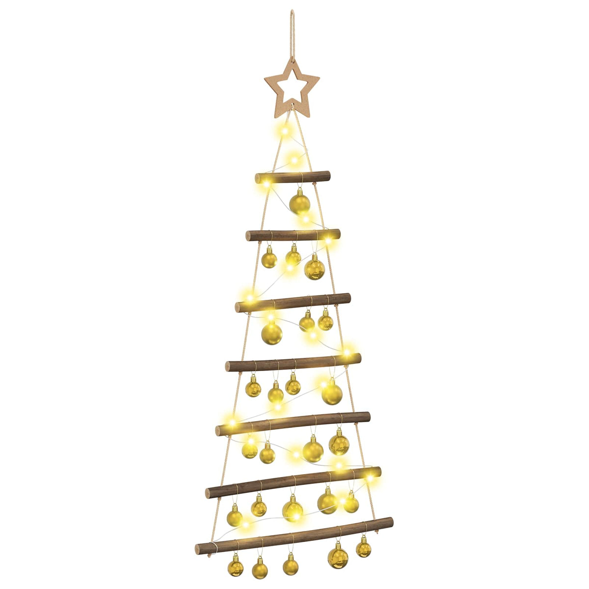 Hangende kerstboom met ballen 90 cm 30 LED's Warmwit