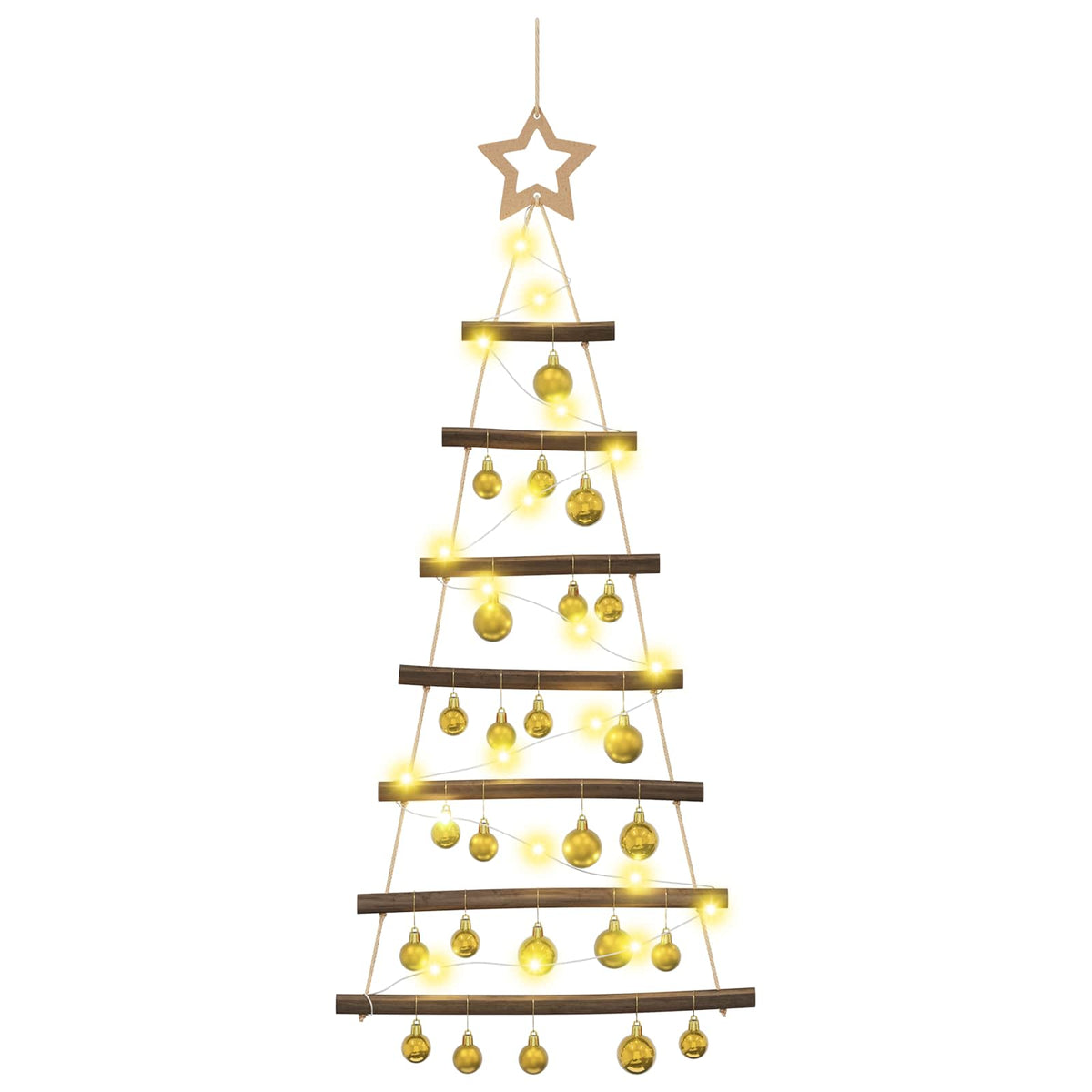 Hangende kerstboom met ballen 90 cm 30 LED's Warmwit