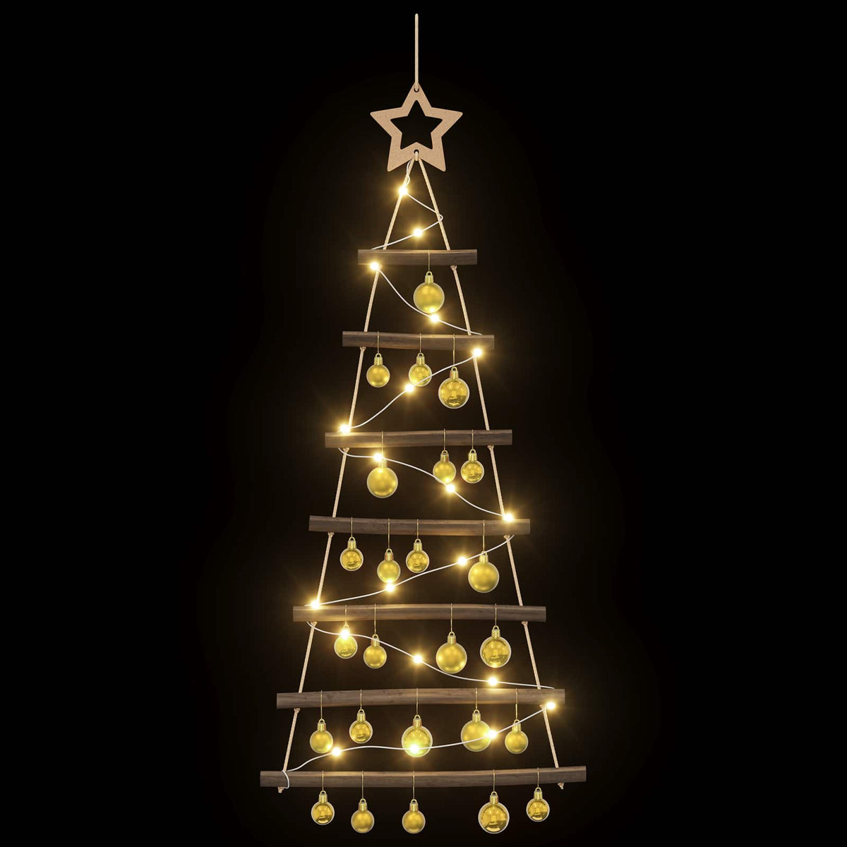 Hangende kerstboom met ballen 90 cm 30 LED's Warmwit