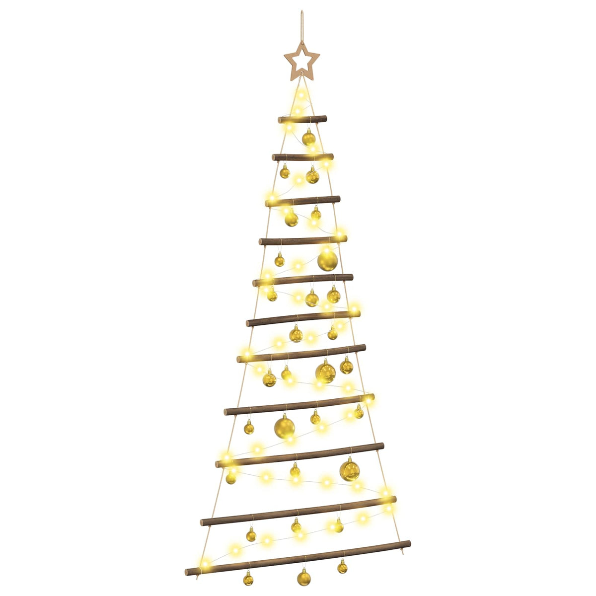 Hangende kerstboom met ballen 150 cm 80 LED's Warmwit