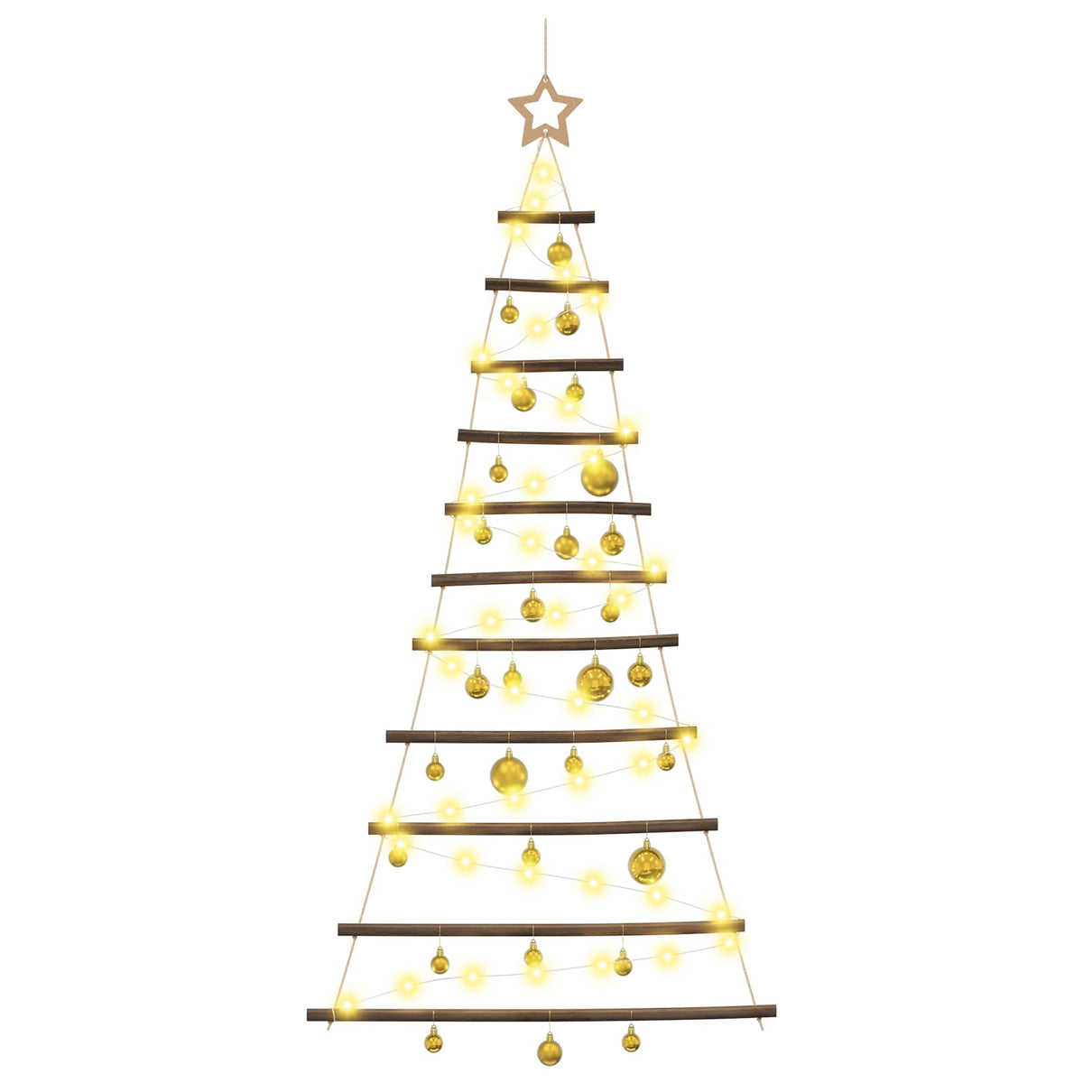 Hangende kerstboom met ballen 150 cm 80 LED's Warmwit